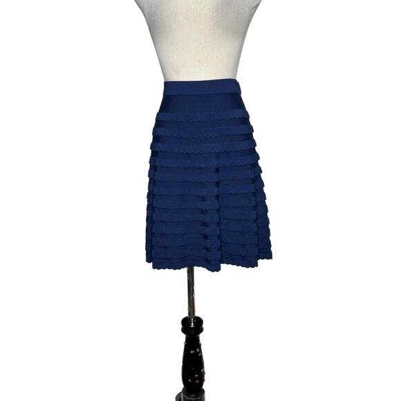Lilly Pulitzer Navy Scalloped Tiered Ruffle A-Line Flare Knit Skirt Size Small - Picture 13 of 14